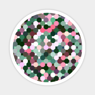 Abstract Green, Pink, Purple and White Octagons Magnet